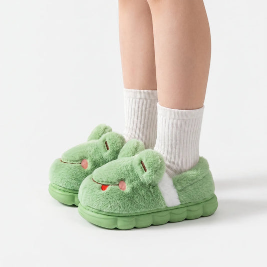 Dierensloffen Kinderen | Pluche Pantoffels met Antislipzool | Kikker Konijn of Beer