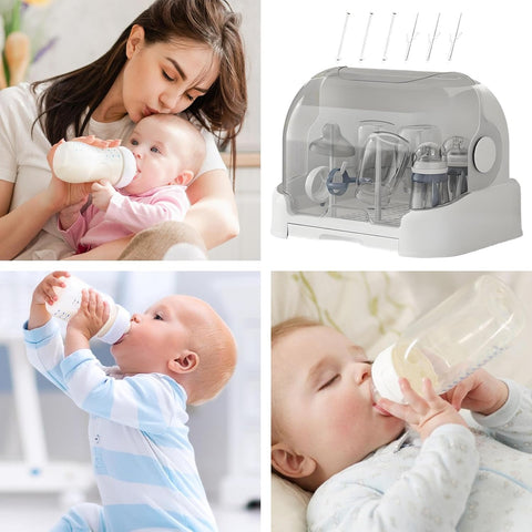 Flessenrek Baby - Droogrek en Afdruiprek Babyflesjes met Deksel
