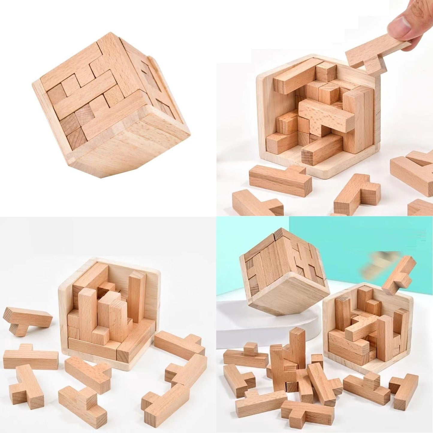 Houten Tetris Kubus – Breinbreker Puzzelspel Voor Kinderen