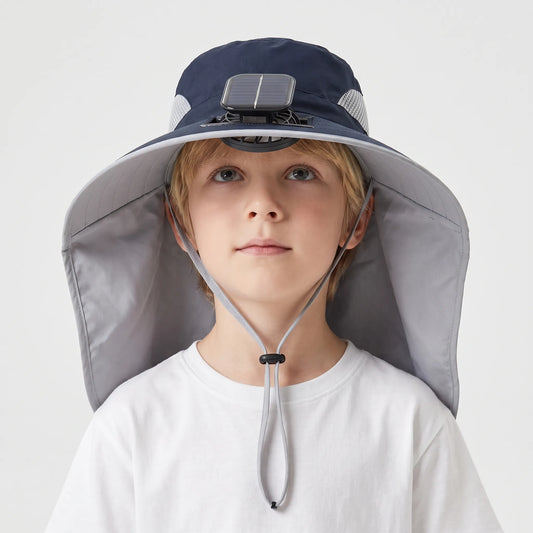 Kinderpet met Ventilator - Verstelbare Zonnepet op Zonne-Energie