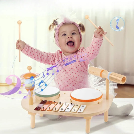 Montessori houten muziekspel – educatief trommel- en ritmespeelgoed voor peuters-Just For Mini