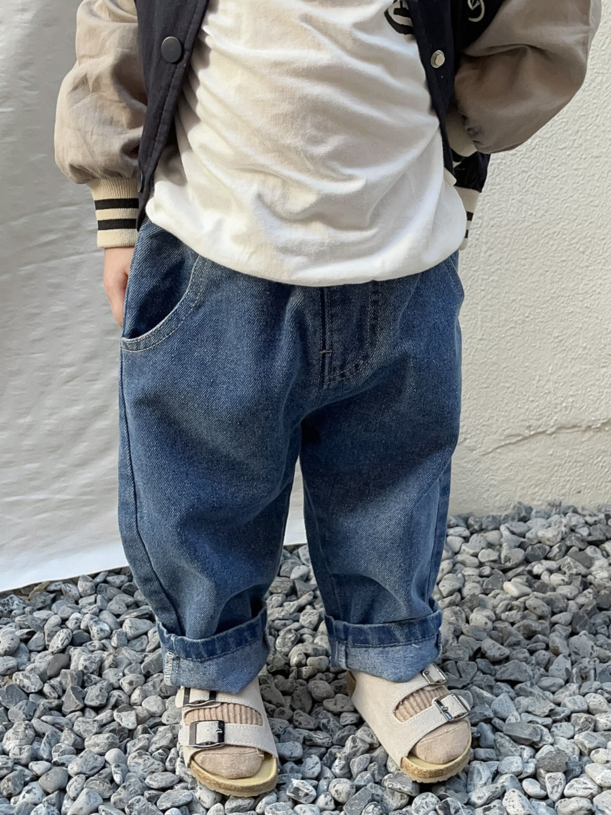 Unisex relaxed fit jeans voor kinderen (0–5 jaar) – katoenen denim broek-MiniBea