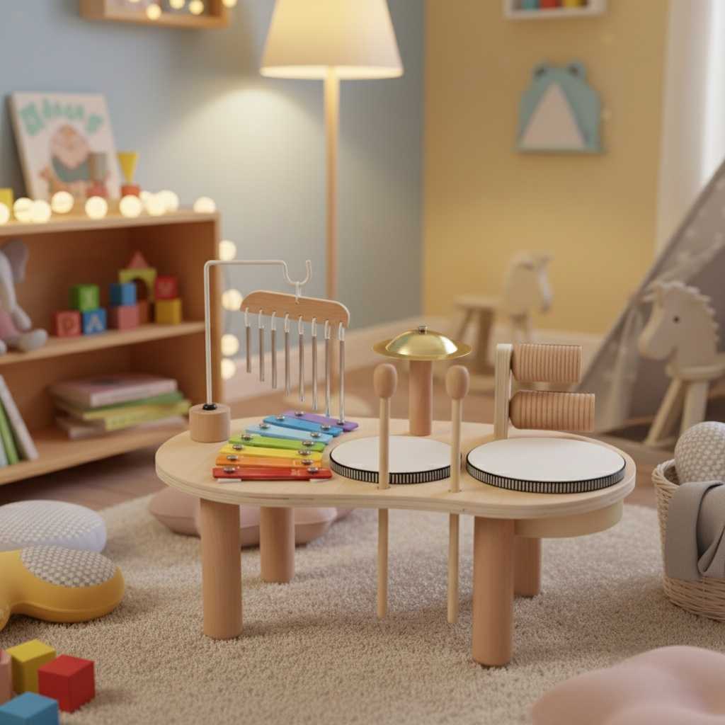 Montessori Houten Muziektafel – Multi-instrumenten Muziekset Voor Kinderen