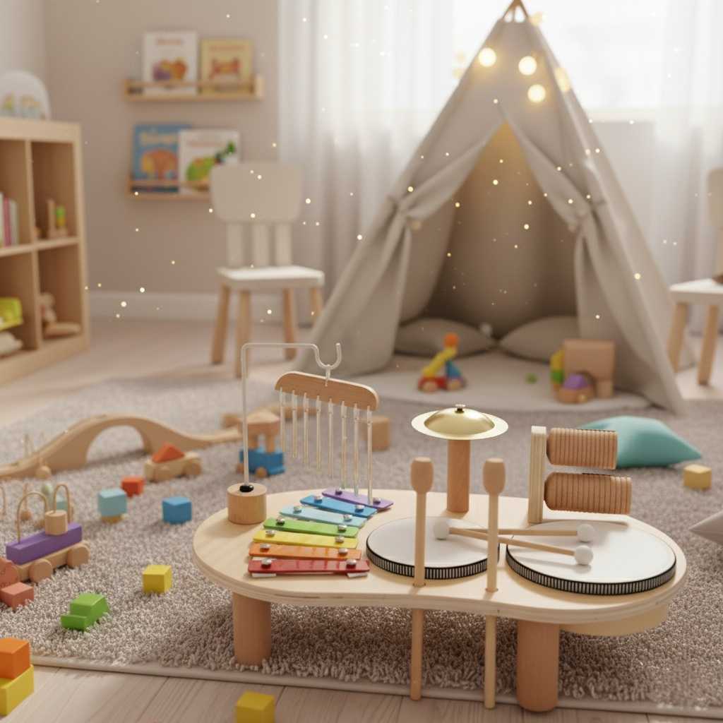 Montessori Houten Muziektafel – Multi-instrumenten Muziekset Voor Kinderen
