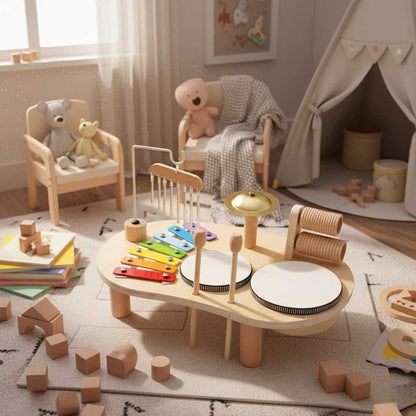 Montessori Houten Muziektafel – Multi-instrumenten Muziekset Voor Kinderen