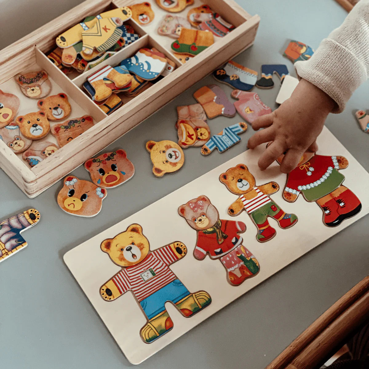 Houten Berenpuzzel – Aankleedpuzzel Speelgoed Met Berenfamilie