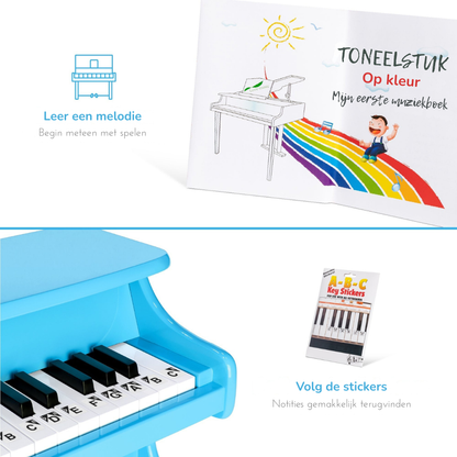 Houten Kinderpiano - Speelgoed Piano met 25 Toetsen en Muziekboek