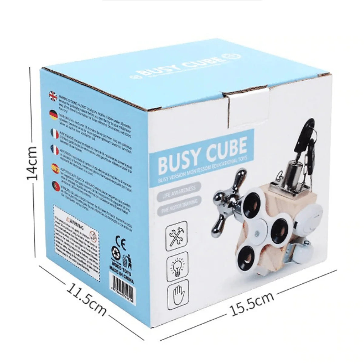 Montessori Activiteitenkubus – Houten Fidget Activiteitenkubus Blok