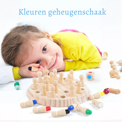 Memory Match Schaakspel - Houten Kleuren Geheugenschaak