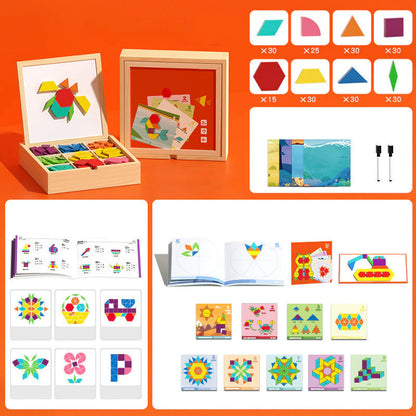 Magnetische Patroonblokken - Montessori Houten Vormenpuzzeldoos