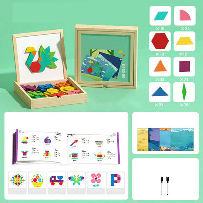 Magnetische Patroonblokken - Montessori Houten Vormenpuzzeldoos