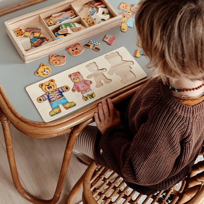 Houten Berenpuzzel – Aankleedpuzzel Speelgoed Met Berenfamilie