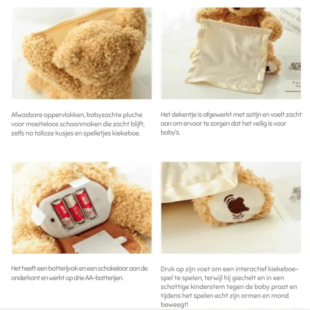 Kiekeboe Teddy - Grappige Teddy Knuffel voor Peuters