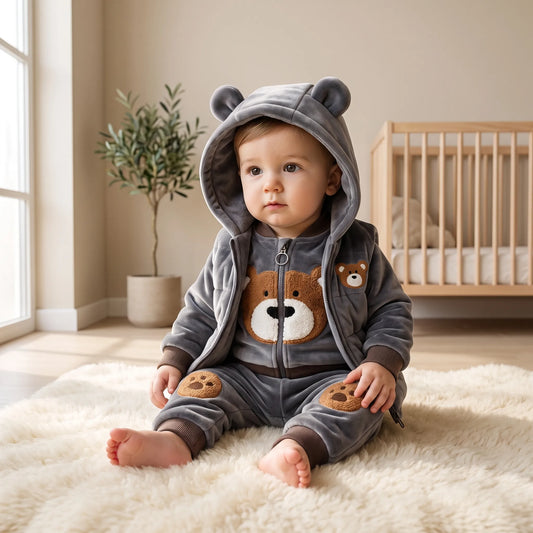 3-Delige Baby Winterset – Warm Jasje, Broek & Muts Voor Pasgeborenen