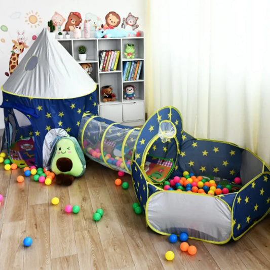 3-in-1 Speeltent Voor Kinderen – Indoor Speelhuis Met Kruiptunnel En Ballenbak