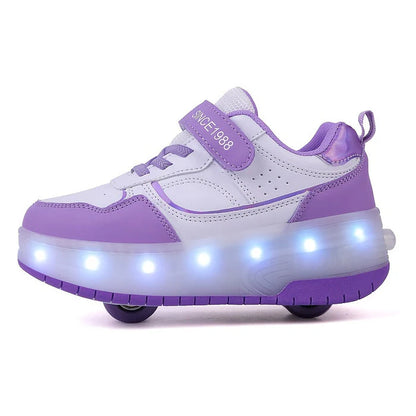 Kinder Rolschoenen – Lichtgevende Klittenband Sneakers Met Wieltjes