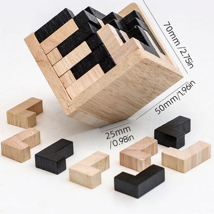 3D Houten Kubuspuzzel – Breinbreker Tetris Kubus Puzzel Voor Kinderen