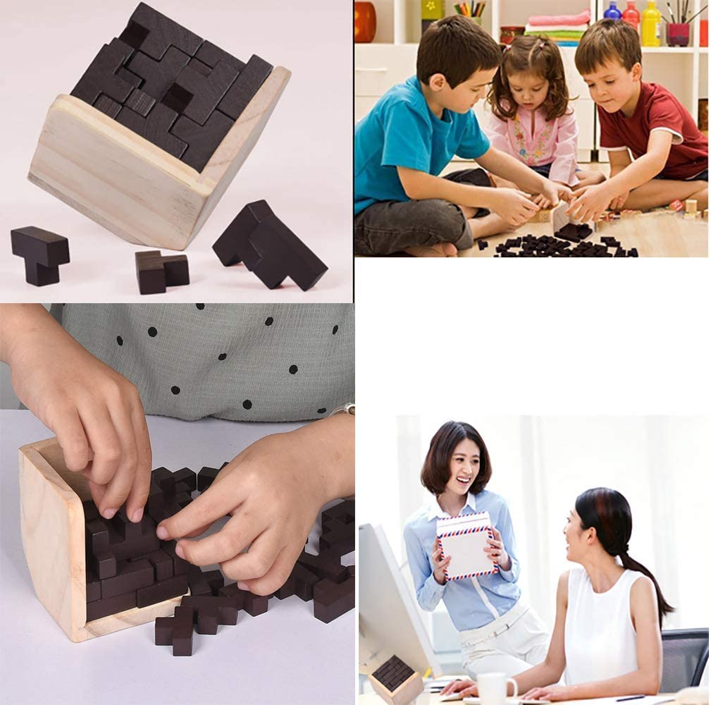 3D Houten Kubuspuzzel – Breinbreker Tetris Kubus Puzzel Voor Kinderen