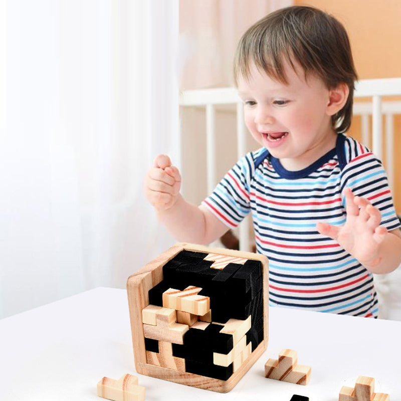 3D Houten Kubuspuzzel – Breinbreker Tetris Kubus Puzzel Voor Kinderen