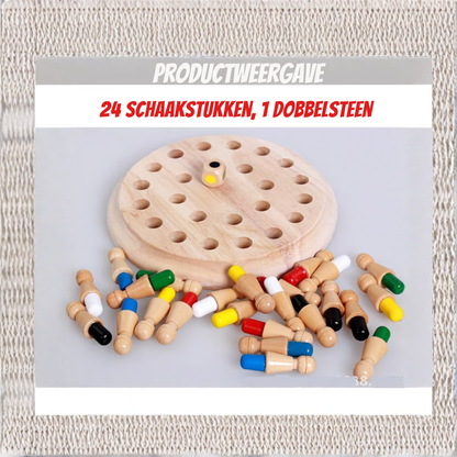 Memory Match Schaakspel - Houten Kleuren Geheugenschaak