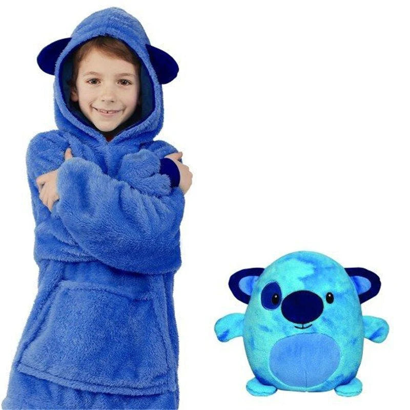 2-in-1 Knuffeldier Hoodie Deken – Omvormbare Pluche Hoodie Voor Kinderen