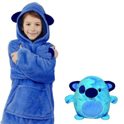 2-in-1 Knuffeldier Hoodie Deken – Omvormbare Pluche Hoodie Voor Kinderen