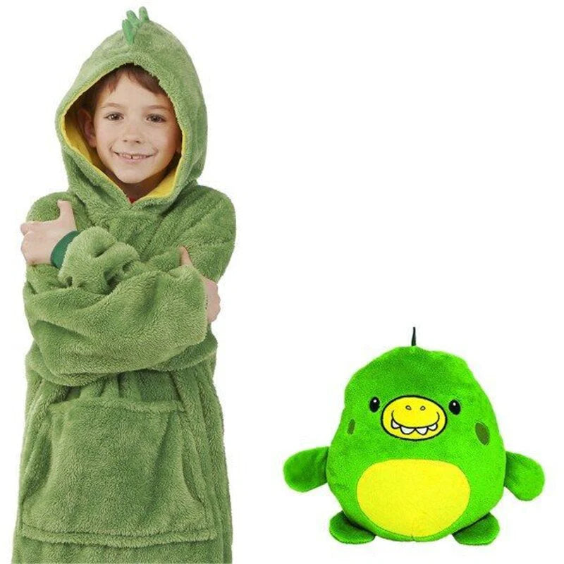 2-in-1 Knuffeldier Hoodie Deken – Omvormbare Pluche Hoodie Voor Kinderen