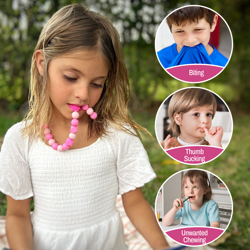 Beißkette Kinder | Silikon-Kaukette Set mit 2 Stück