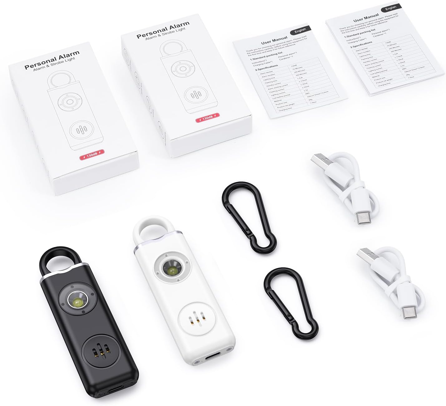 Persoonlijk alarm sleutelhanger met 130 dB sirene en ledlicht 2