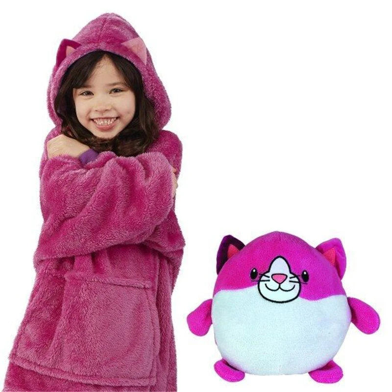 2-in-1 Knuffeldier Hoodie Deken – Omvormbare Pluche Hoodie Voor Kinderen