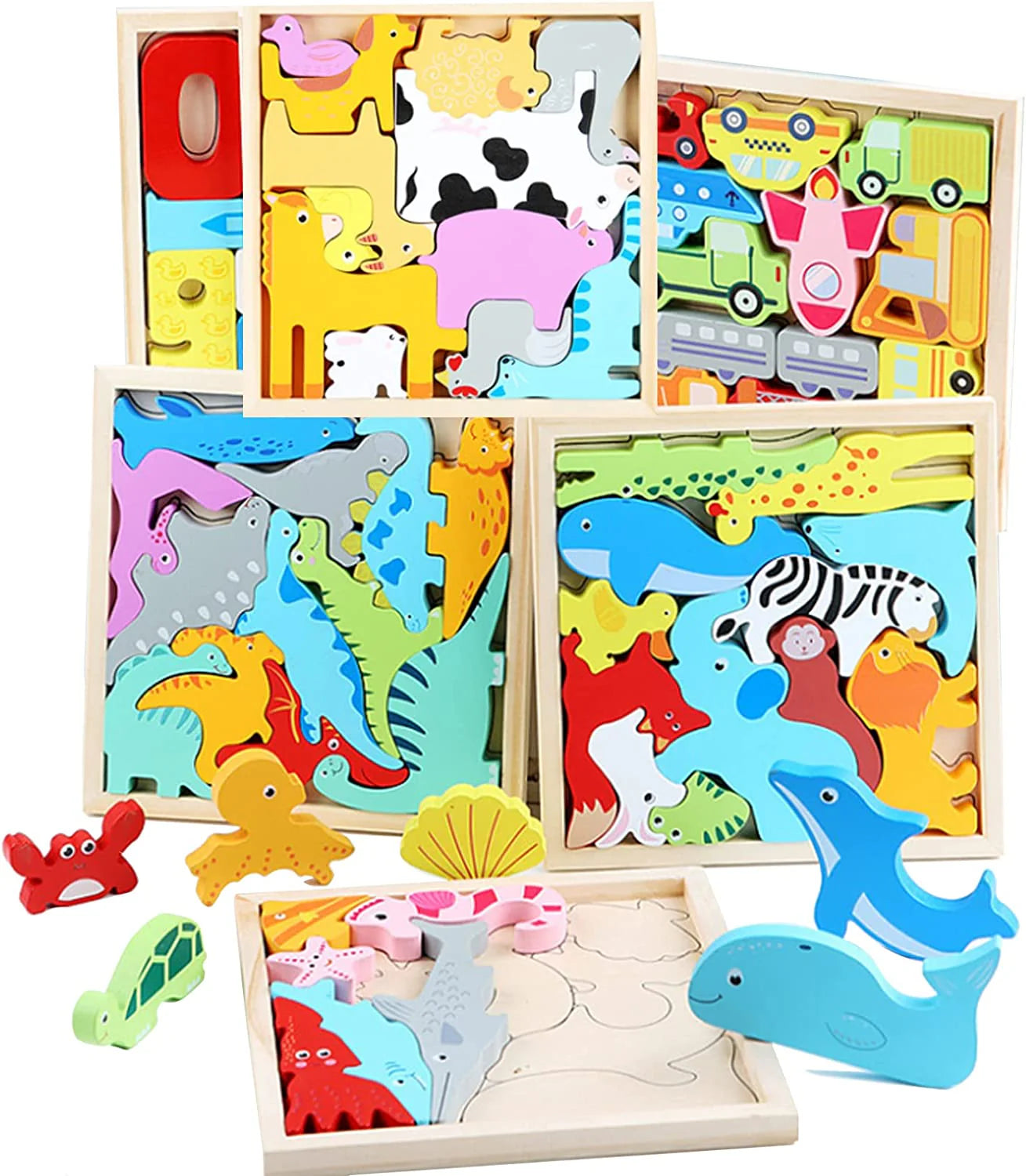 Houten Dierenpuzzel – Montessori Dieren Blokpuzzel Voor Peuters