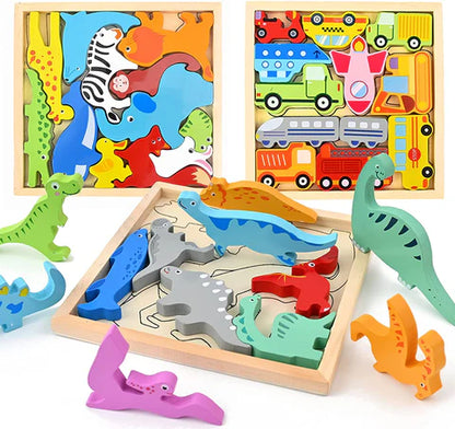 Houten Dierenpuzzel – Montessori Dieren Blokpuzzel Voor Peuters
