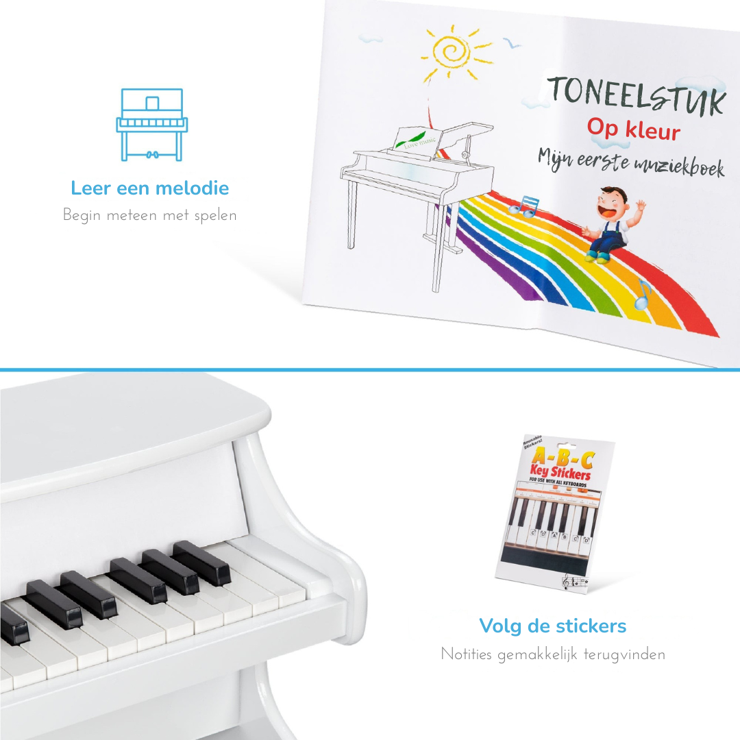 Houten Kinderpiano - Speelgoed Piano met 25 Toetsen en Muziekboek