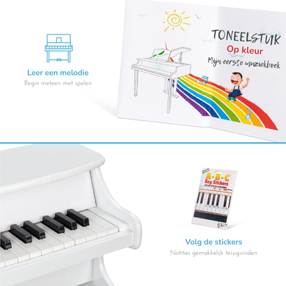 Houten Kinderpiano - Speelgoed Piano met 25 Toetsen en Muziekboek