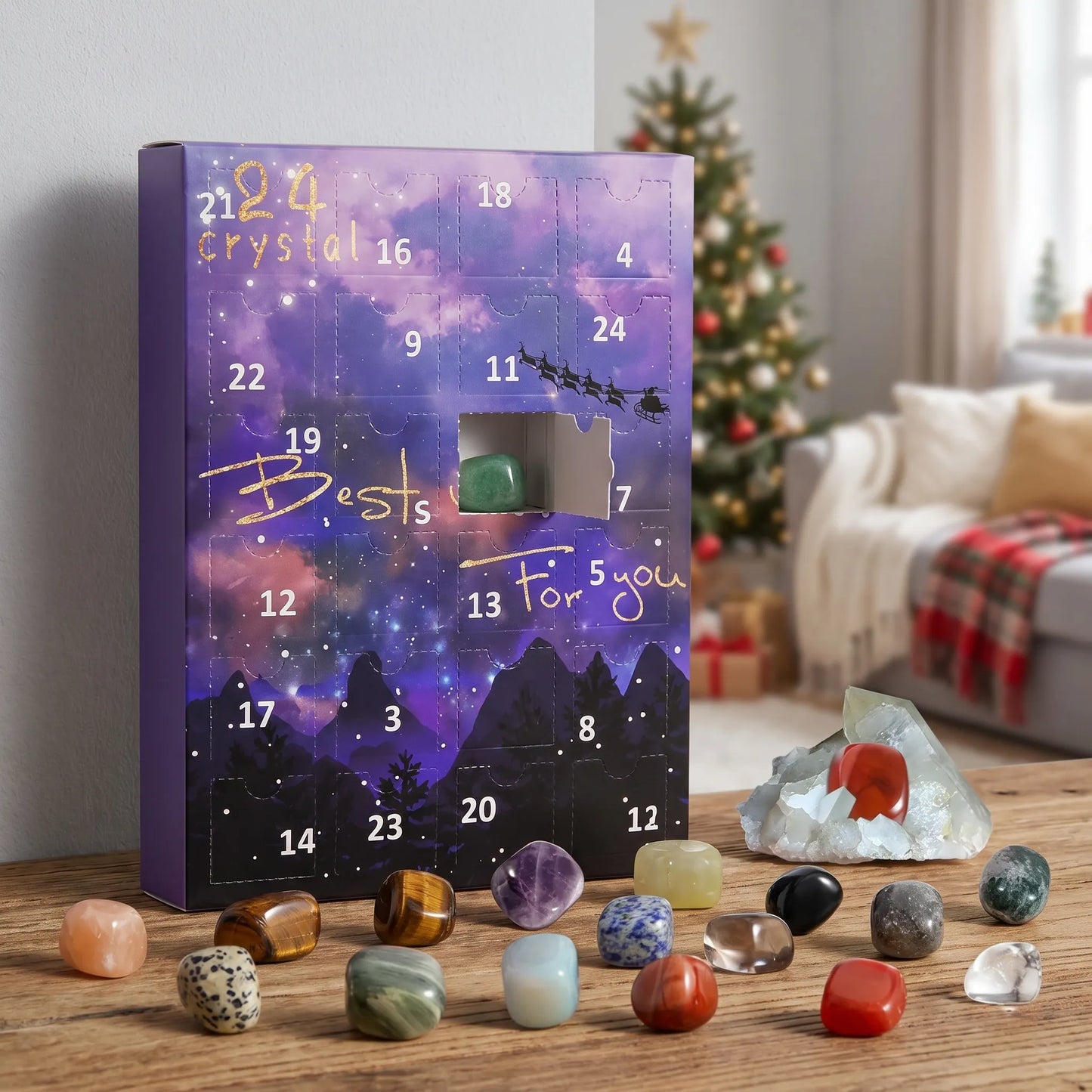 Adventskalender Kinderen Edelstenen | 24 Mineralen en Kristallen | Educatief Cadeau