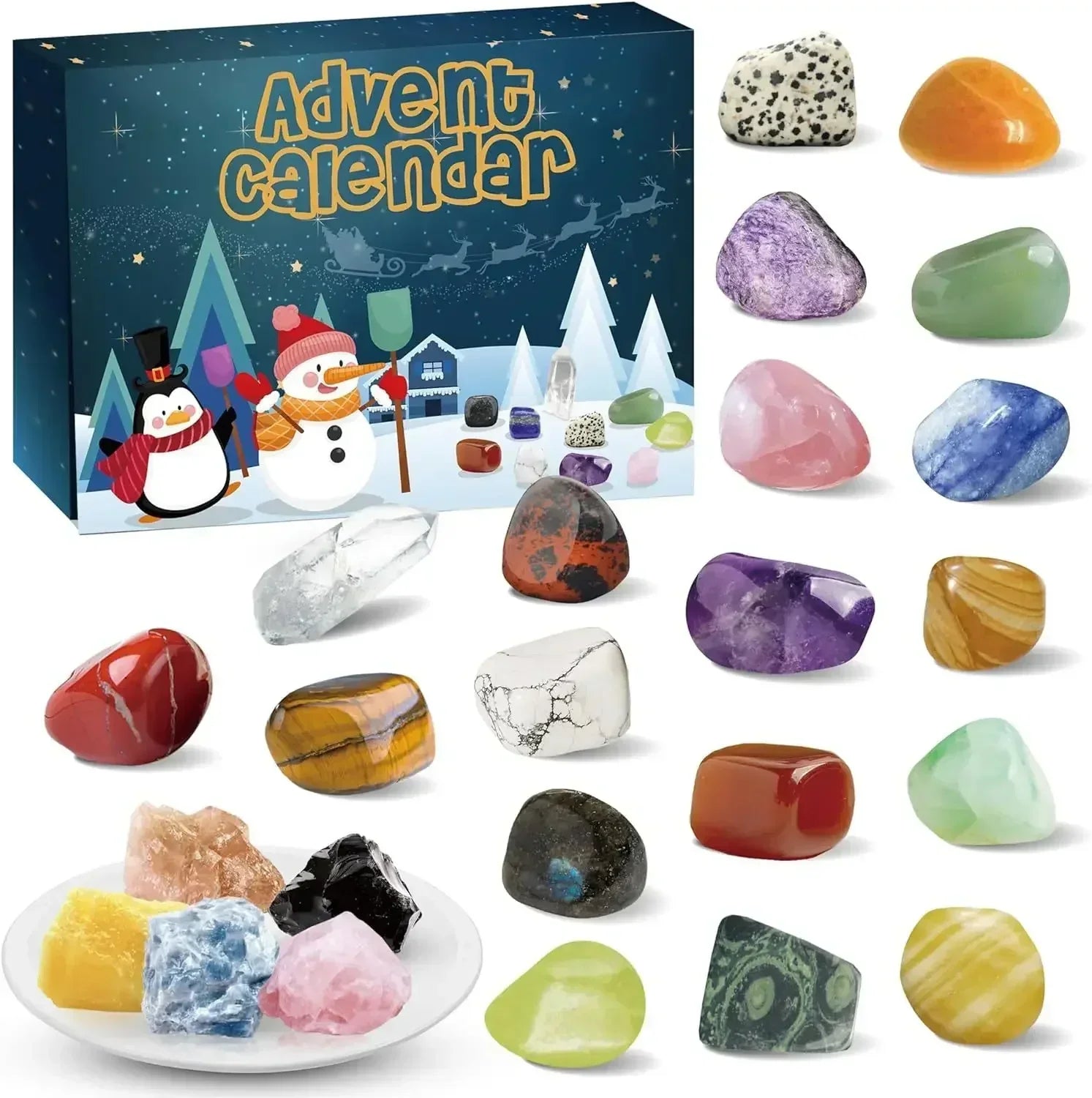 Adventskalender Kinderen Edelstenen | 24 Mineralen en Kristallen | Educatief Cadeau