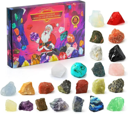 Adventskalender Kinderen Edelstenen | 24 Mineralen en Kristallen | Educatief Cadeau