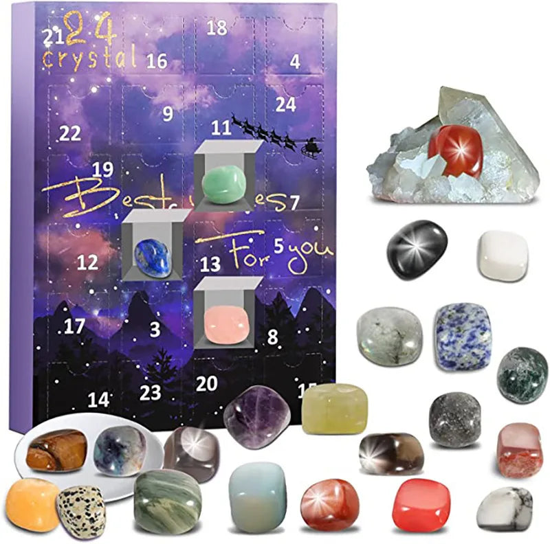 Adventskalender Kinderen Edelstenen | 24 Mineralen en Kristallen | Educatief Cadeau