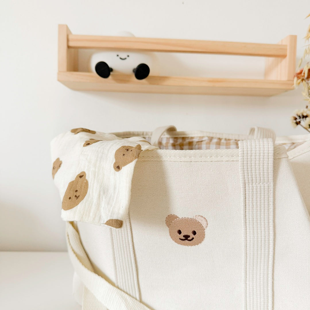 Baby   Diaper Bag - Bear Print Canvas Tote Bag 