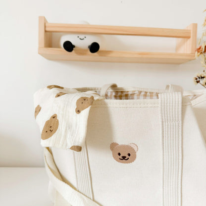 Baby   Diaper Bag - Bear Print Canvas Tote Bag 