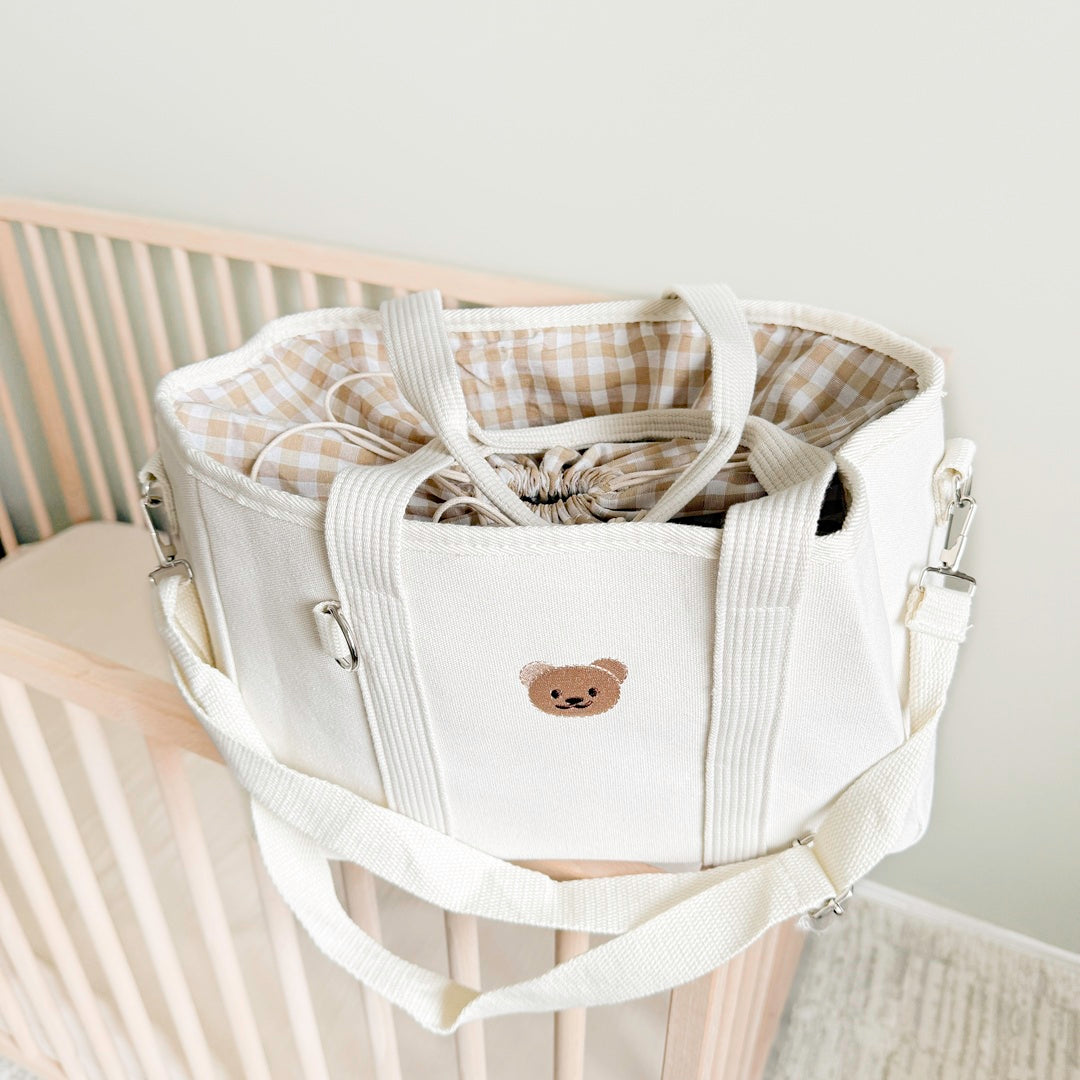 Baby   Diaper Bag - Bear Print Canvas Tote Bag 