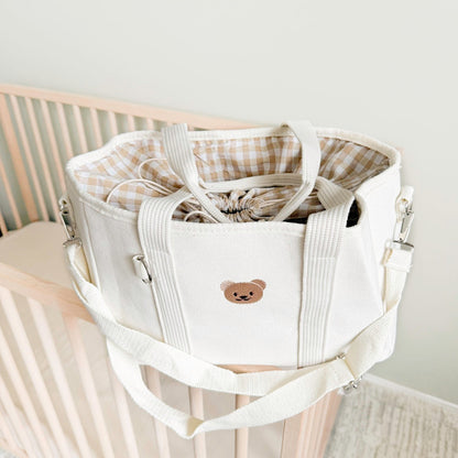 Baby   Diaper Bag - Bear Print Canvas Tote Bag 