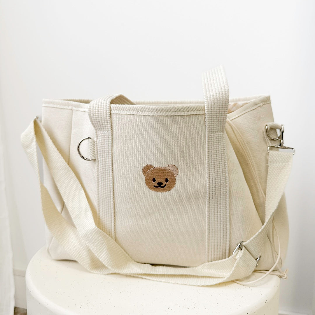 Baby   Diaper Bag - Bear Print Canvas Tote Bag 