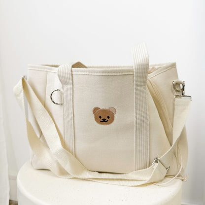 Baby   Diaper Bag - Bear Print Canvas Tote Bag 