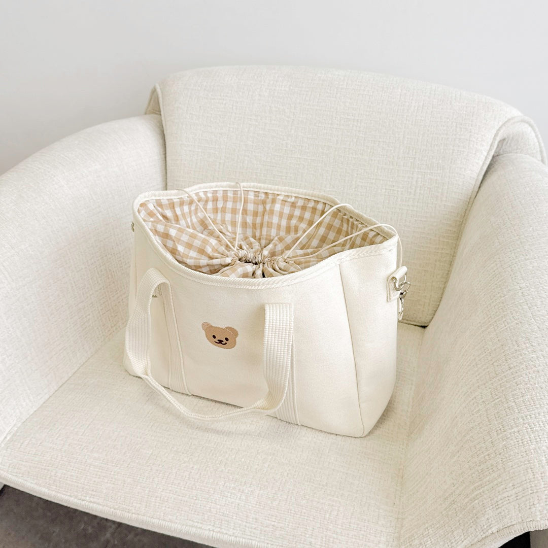 Baby   Diaper Bag - Bear Print Canvas Tote Bag 