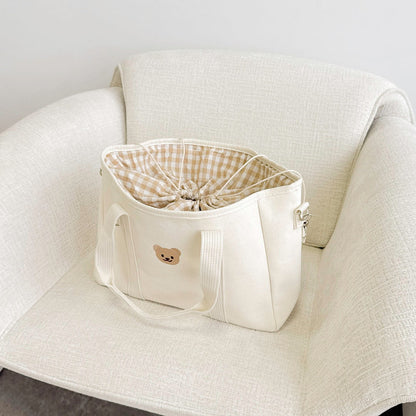 Baby   Diaper Bag - Bear Print Canvas Tote Bag 