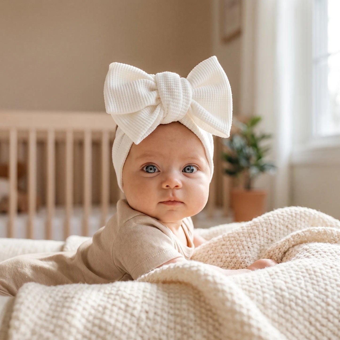 Baby Haarband met Strik - Zacht Haarbandje voor Newborn Meisje