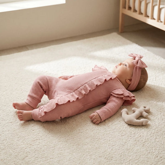 Baby Jumpsuit – Romper Met Lange Mouwen En Ruches Voor Babymeisjes