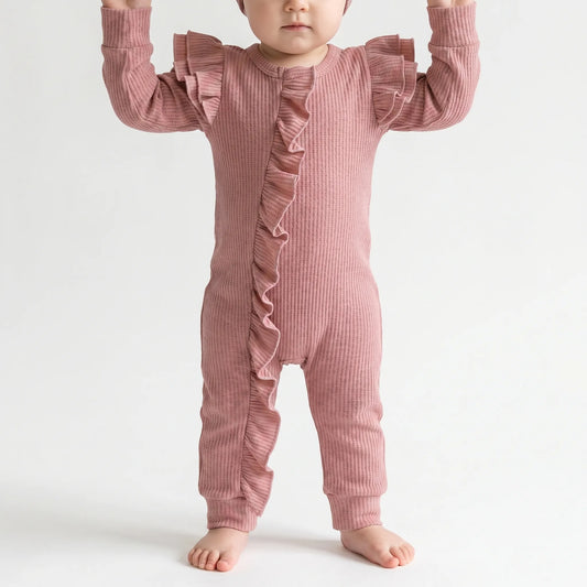 Baby Jumpsuit – Romper Met Lange Mouwen En Ruches Voor Babymeisjes