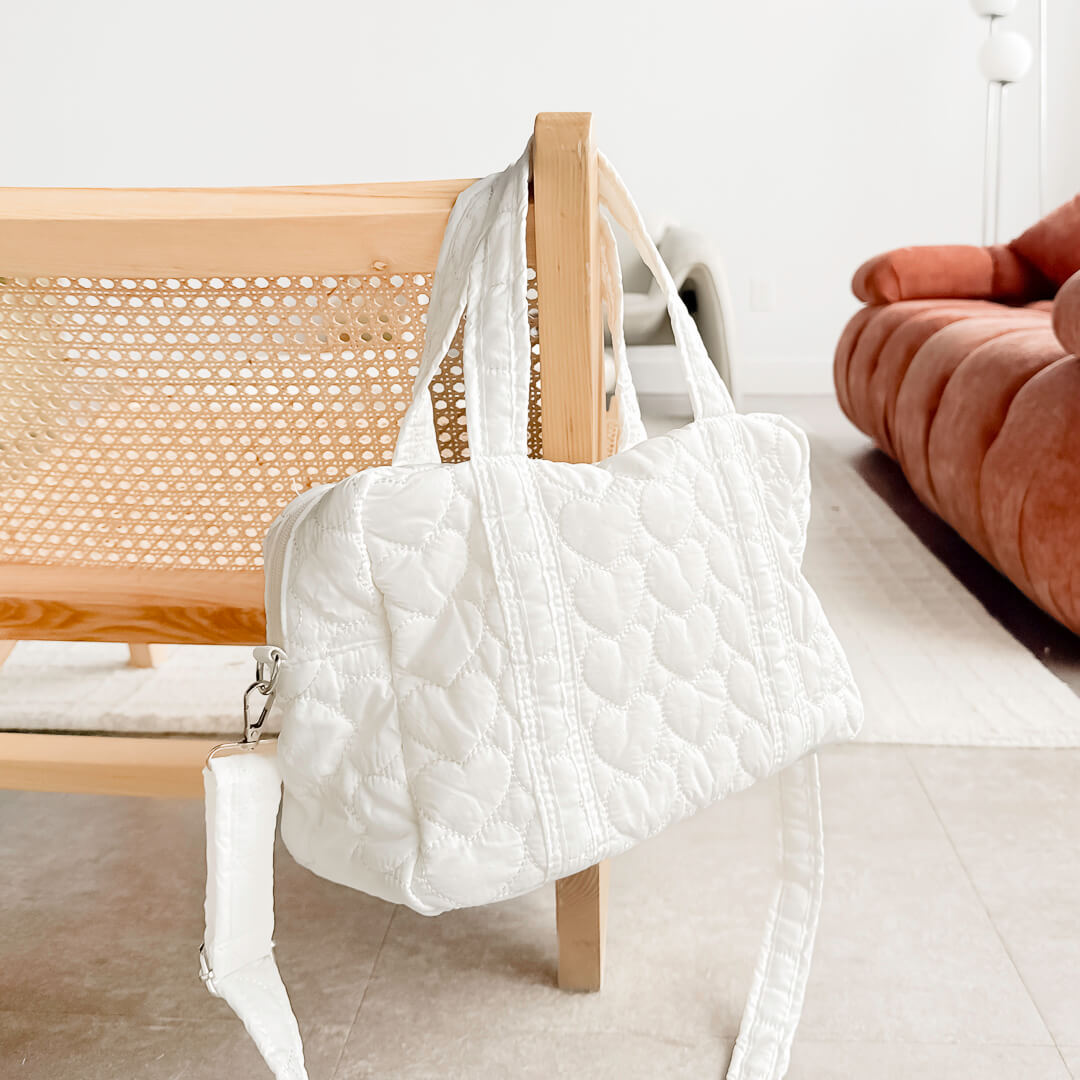 Baby Luiertas Tote Bag – Witte Gewatteerde Luiertas